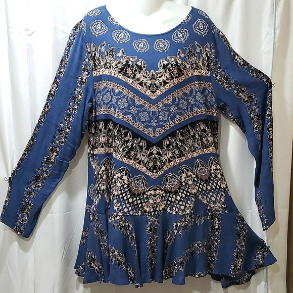 Free People Open Back Ruffle Hem Mini Dress … - Picture 2 of 10